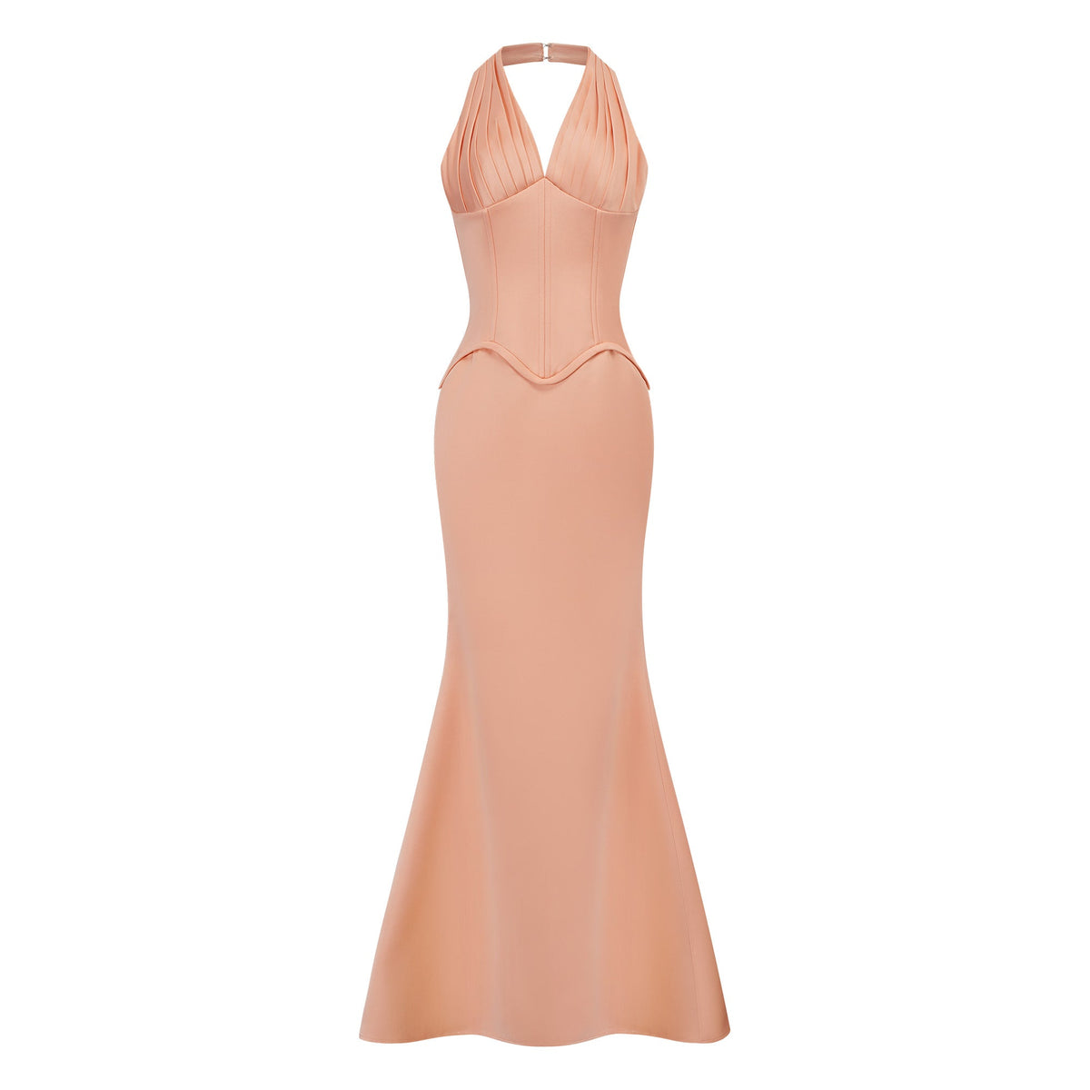 Aurélie Orange Halterneck Mermaid Maxi Dress