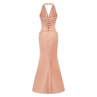 Aurélie Orange Halterneck Mermaid Maxi Dress