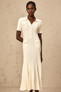 Nouria neutrals ribbed-knit midi dress