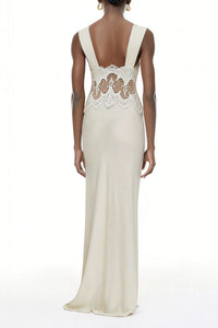 Aitana Neutrals Satin Maxi Dress with Lace Panels