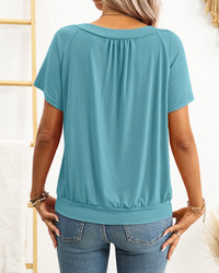 Women's Relaxed V-Neck Shirred Top