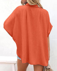 Relaxed Oversized V-Neck Button Down Blouse