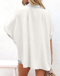 Relaxed Oversized V-Neck Button Down Blouse