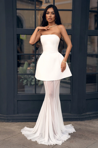 Mélanie White Corset Dress & Mesh Skirt Set