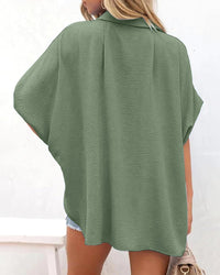 Relaxed Oversized V-Neck Button Down Blouse