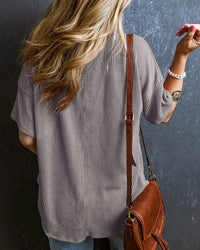 Textured V-Neck Dropped Shoulder Relaxed Tee