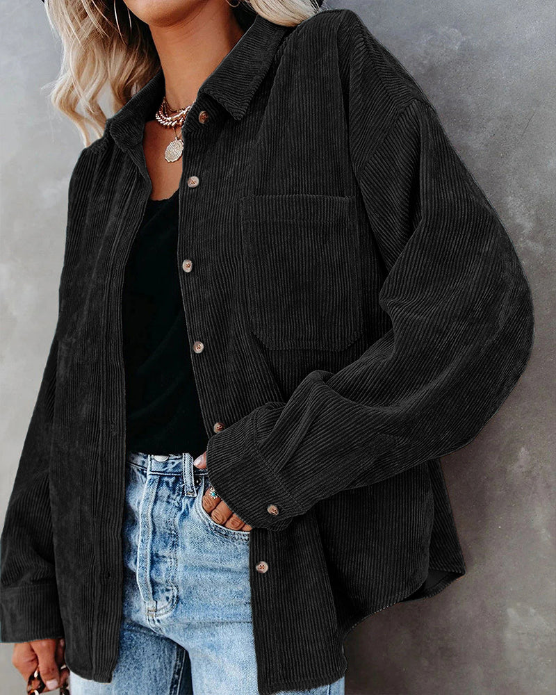 Oversized Boyfriend Corduroy Button Down Shirt