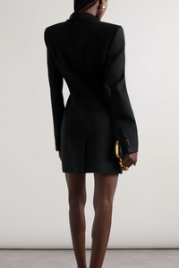 Joséphine V-neck satin-collared mini dress
