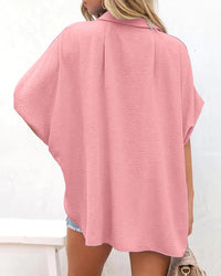Relaxed Oversized V-Neck Button Down Blouse