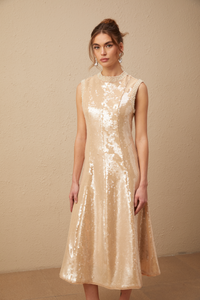 Ornella faux-pearl sequined midi dress