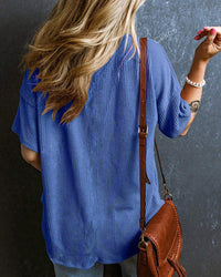 Textured V-Neck Dropped Shoulder Relaxed Tee