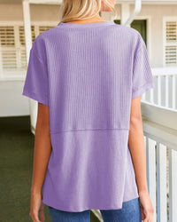 Summer Cozy Oversized Waffle Knit V-Neck Top