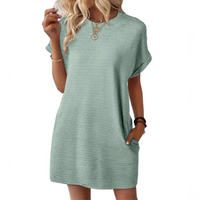 EVASHA™ – Casual Minimalist Round Neck Dress