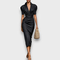 Nareen – Midi dress with striped design and collar