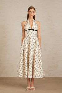 Gitane White Polka Dot Midi Dress