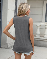 Women’s V Neck Sleeveless Tee Loose Fit Basic Tank Top
