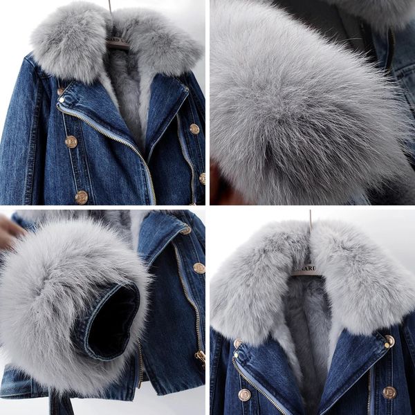 Margaux Luxe Lined Fox Fur Denim Jacket