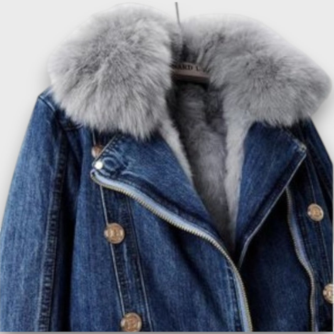Phylicia – Plush-Collar Denim Jacket