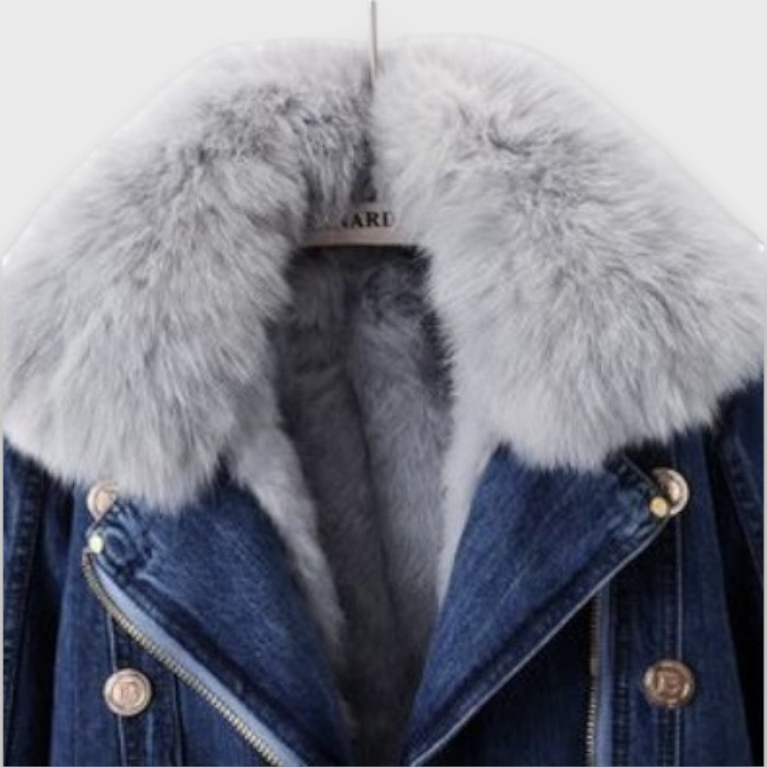 Phylicia – Plush-Collar Denim Jacket