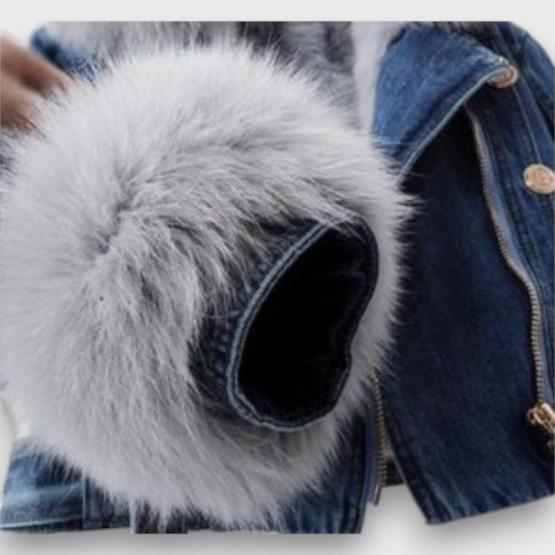 Phylicia – Plush-Collar Denim Jacket