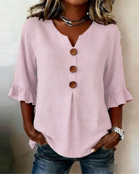 Sophia Solid Cotton Linen Blend Shirt