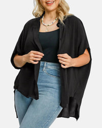 Relaxed Oversized V-Neck Button Down Blouse