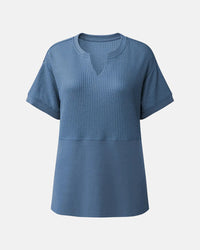 Summer Cozy Oversized Waffle Knit V-Neck Top