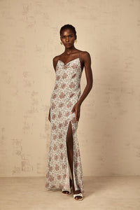 Honorine Blue Sleeveless Floral Print Maxi Dress
