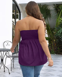 Plus Size Smocked Tube Top with Flowy Hem