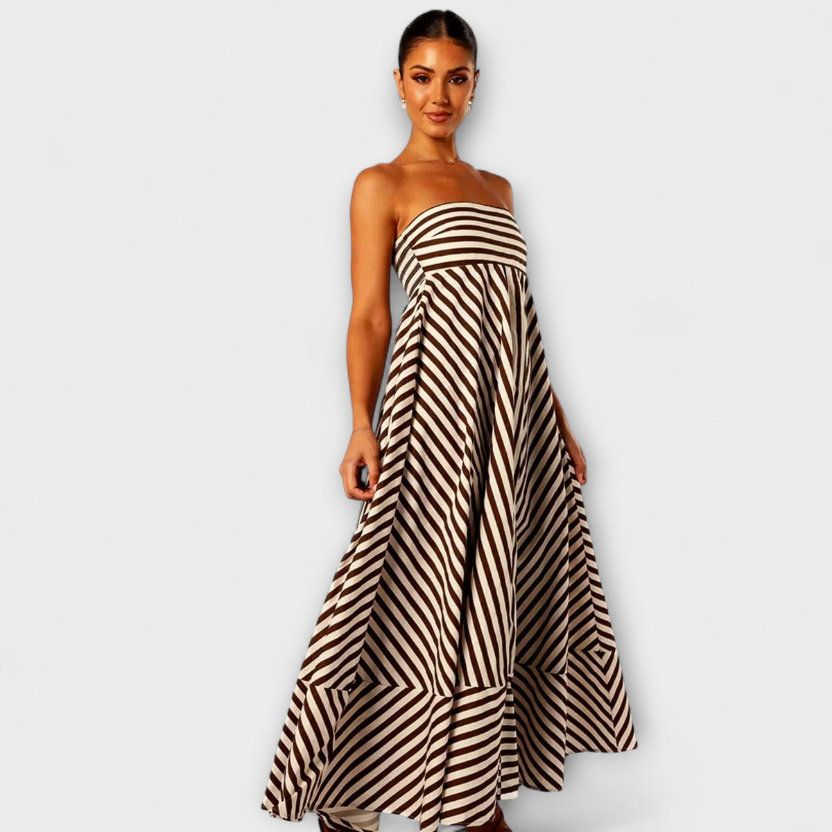 Marea – Strapless Striped Maxi Dress