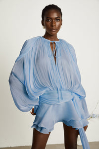 Eugénie Blue Fully Pleated Ruffled Mini Dress