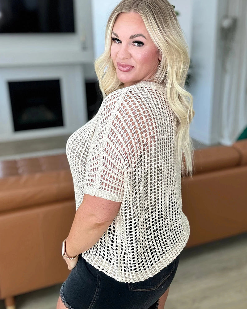Crochet Hollow-Out Pullover Cover-Up Top