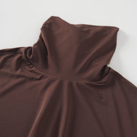 Charitina Brown Fitted Ruched Midi Dress