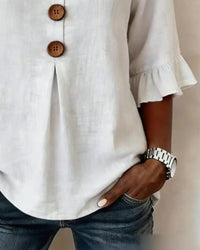 Sophia Solid Cotton Linen Blend Shirt
