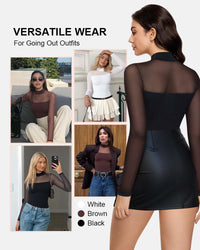 Sparkle Mesh Sheer Long Sleeve Ruched Top