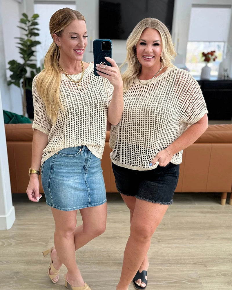 Crochet Hollow-Out Pullover Cover-Up Top