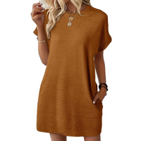 EVASHA™ – Casual Minimalist Round Neck Dress