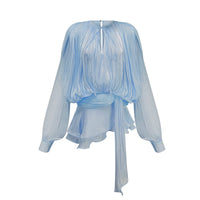 Eugénie Blue Fully Pleated Ruffled Mini Dress