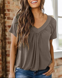 Women's Relaxed V-Neck Shirred Top