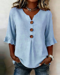 Sophia Solid Cotton Linen Blend Shirt