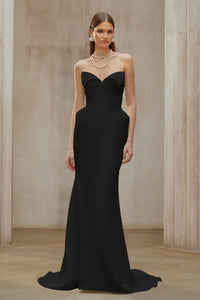 Alba Black Barrel Waist Corset Maxi Dress