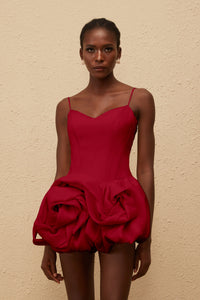 Melanie Red 3D Petal Bubble Mini Dress