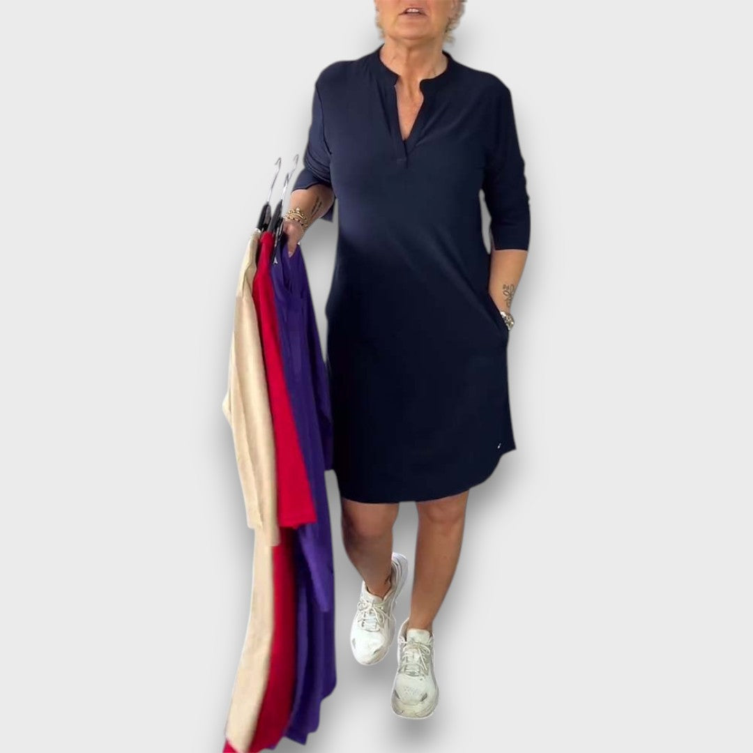 Mireysa – Dress with V-neck and 3/4 sleeves