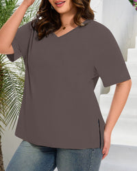 Longer Sleeve Plus Size V-Neck T-Shirt — Covers Your Arms & Hides Your Belly