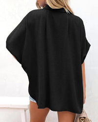 Relaxed Oversized V-Neck Button Down Blouse