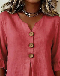 Sophia Solid Cotton Linen Blend Shirt