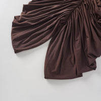 Charitina Brown Fitted Ruched Midi Dress