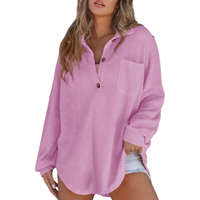 Nova™ Casual Lightweight Button V Neck Tunic Blouse