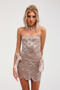 Astrid brown embellished mini dress