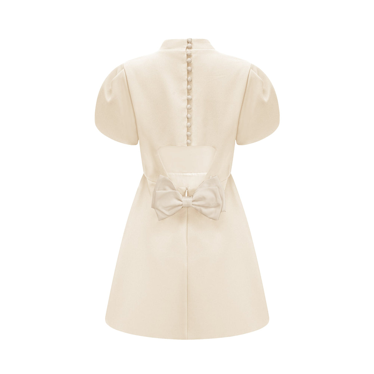 Anna White Petal Sleeve Cut Out Bow Mini Dress